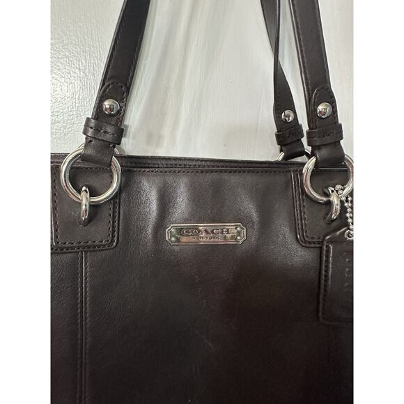 Coach Athentic Black Gallery Leather Tote F19252 Purse Silver Hardware - Picture 3 of 8